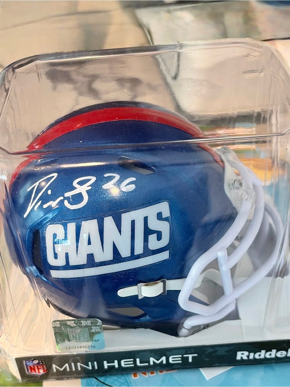 Devin Singletary Signed New York Giants Mini RIDDELL Speed Helmet BAS Verified